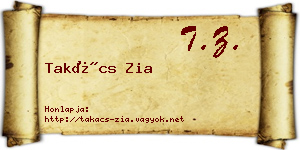 Takács Zia névjegykártya